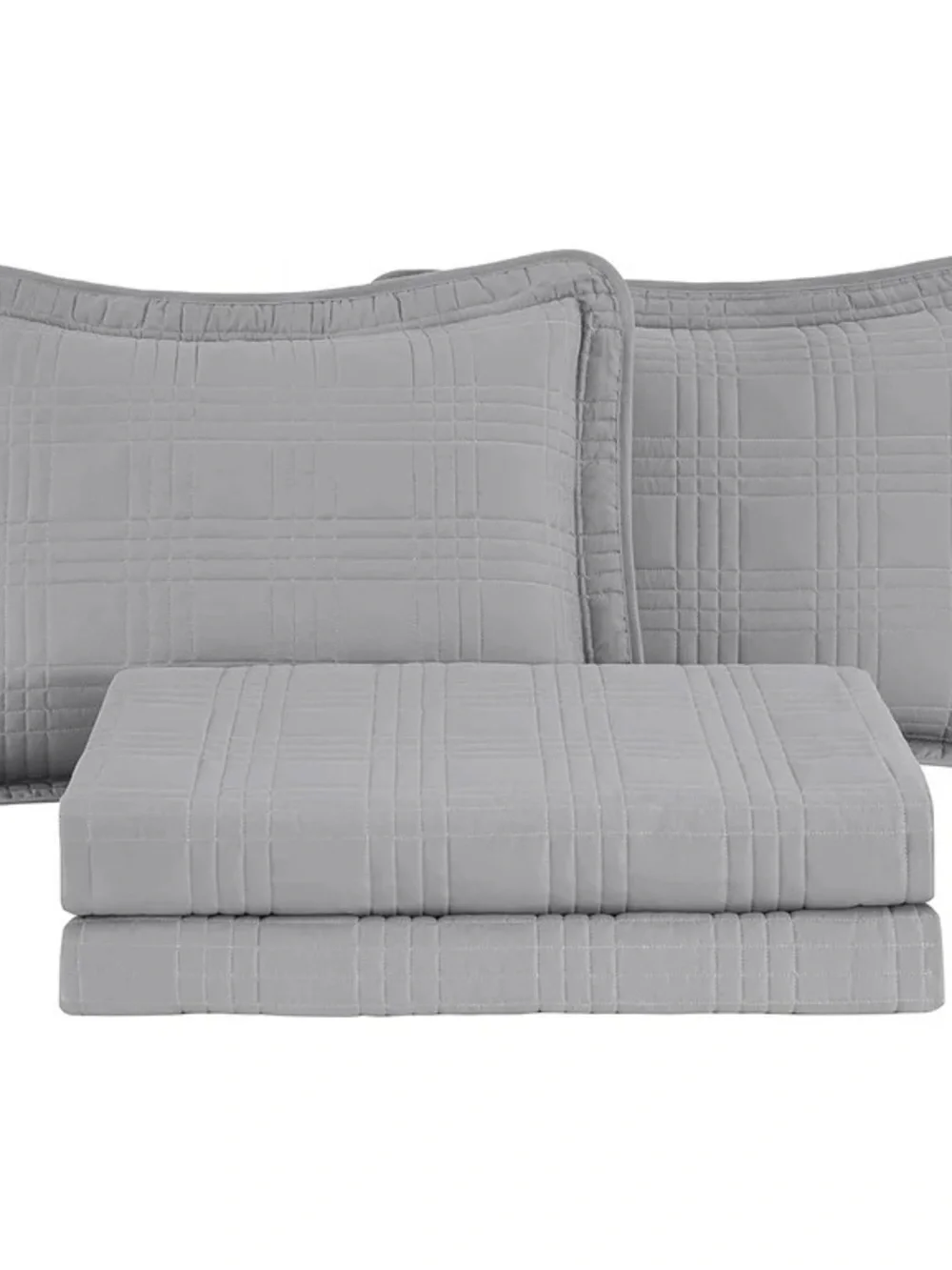 Gray Quilted king 3 piece Bedspread Set